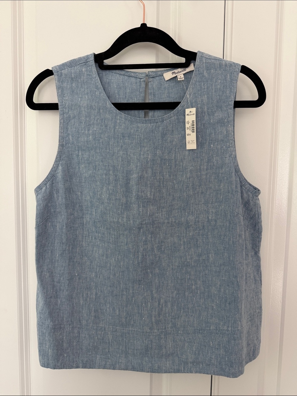 Madewell Light Chambray Blue Sleeveless Linen-Blend Tank Top